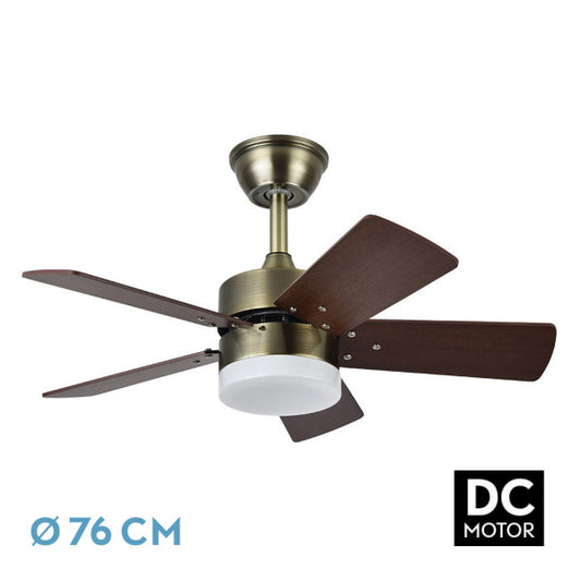 Ventilador de Techo con Luz Marta 76 cm Cuero Aspas Cerezo Nogal Fabrilamp - vista principal | Fabrilamp / Abrila