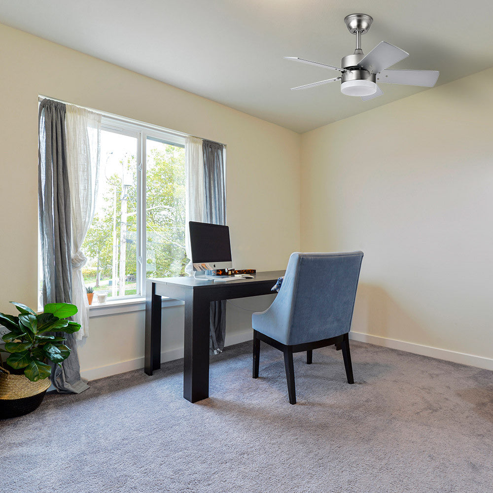 Ventilador de techo moderno con aspas reversibles ideal para interior