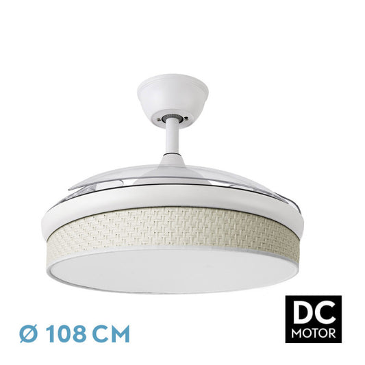 Ventilador de Techo con Luz MODA 108 cm Aspas Retráctiles Blanco Fabrilamp - vista principal | Fabrilamp / Abrila