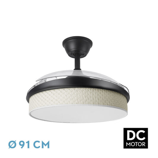 Ventilador de Techo con Luz MODA 91 cm Negro y Cañizo Fabrilamp - vista principal | Fabrilamp / Abrila