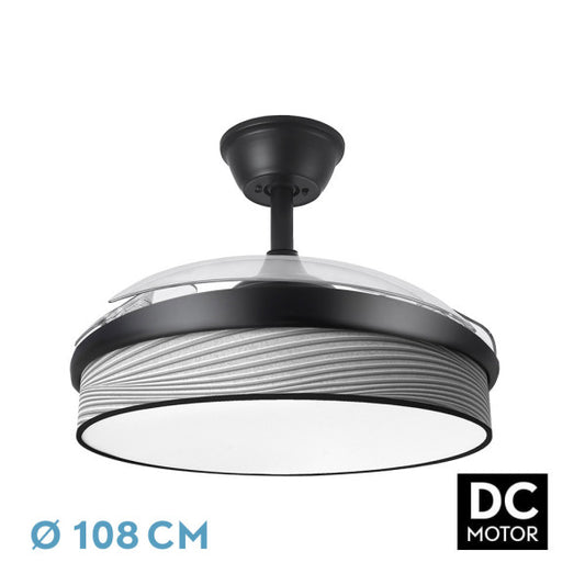 Ventilador de Techo con Luz MODA 108 cm Aspas Retráctiles Negro Fabrilamp - vista principal | Fabrilamp / Abrila