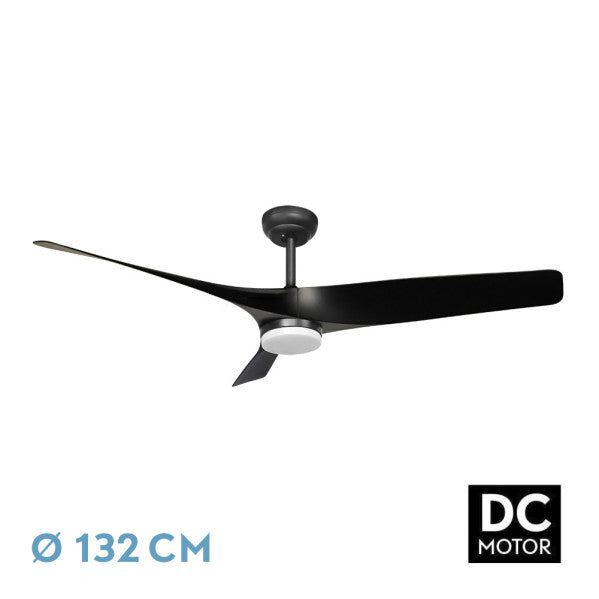 Ventilador de techo Niger 22W negro de Fabrilamp con 3 aspas y 132cm de diámetro.