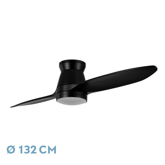 Ventilador de techo fabricado en metal y madera color negro