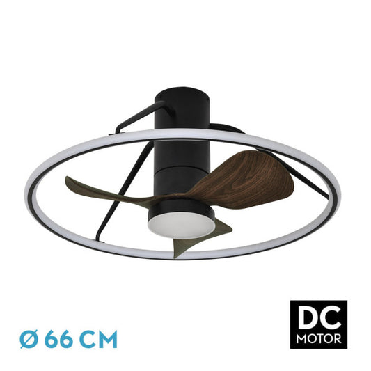 Ventilador de Techo con Luz LED Oporto 66 cm Negro y Marrón Fabrilamp - vista principal | Fabrilamp / Abrila