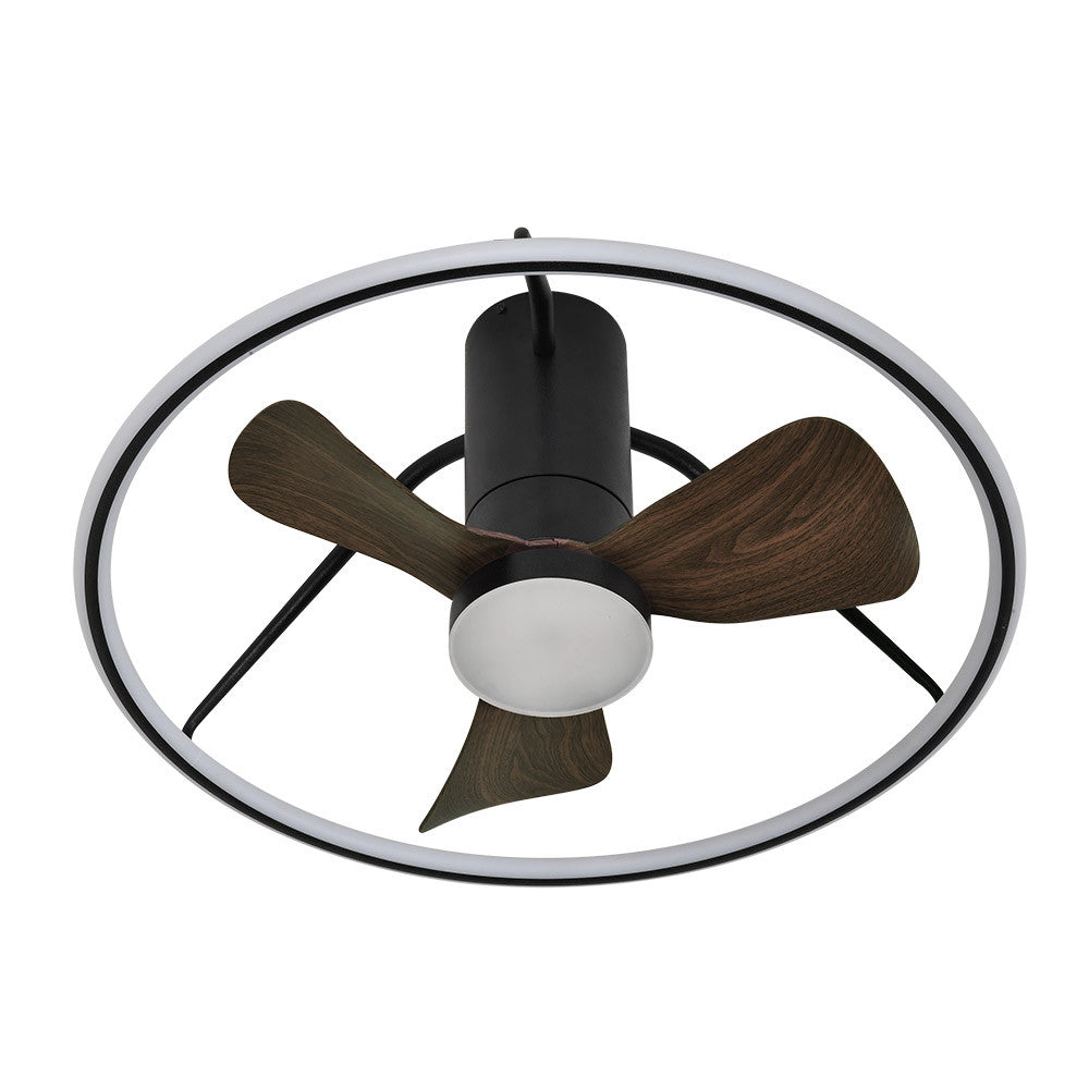 Ventilador Oporto fabricado en ABS, silicona y metal color negro y marrón