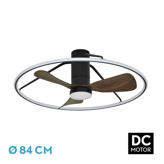 Ventilador de Techo con Luz LED Oporto 84 cm Negro y Marrón Fabrilamp - vista principal | Fabrilamp / Abrila