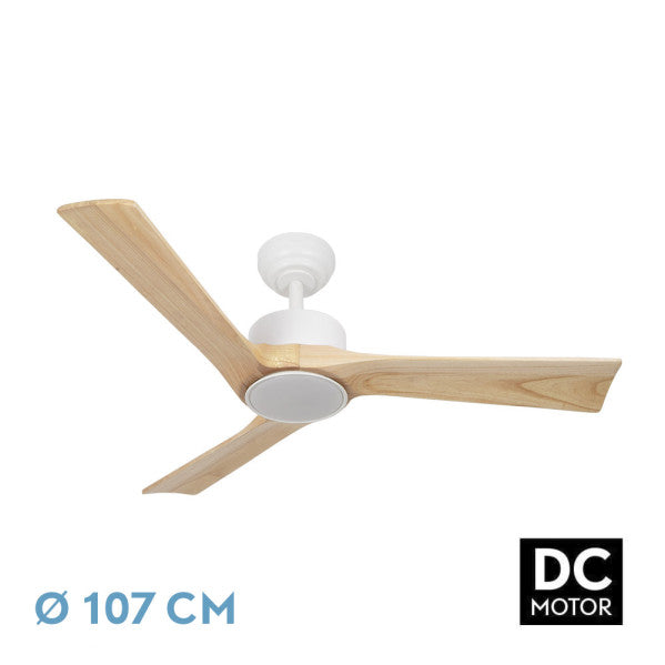 Ventilador Orinoco 24W Blanco/Haya de Fabrilamp, vista frontal