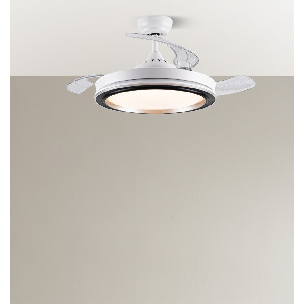 Ventilador de diseño moderno con aspas retráctiles ideal para salón o dormitorio