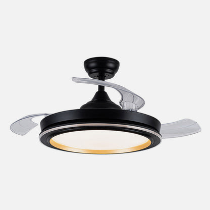 Elegante ventilador negro y oro ideal para el salón
