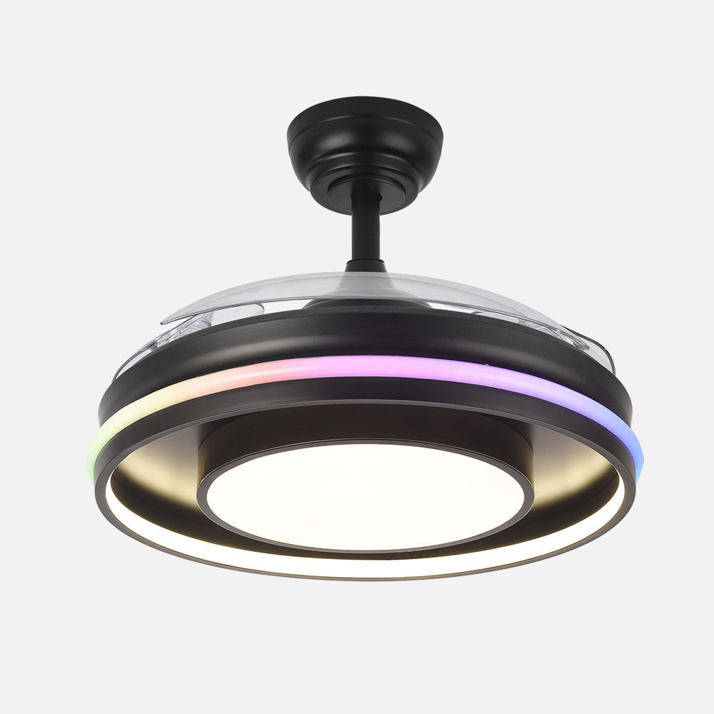 Ventilador moderno con luz RGB ideal para salón