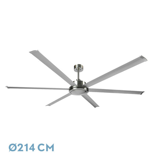 Ventilador Sanson DC Níquel/Plata con mando a distancia y temporizador de Fabrilamp, disponible en luzguru.com