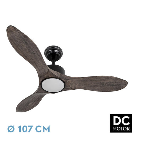 Ventilador de Techo con Luz LED Segre 107 cm Negro y Roble Fabrilamp - imagen 2 | Fabrilamp / Abrila