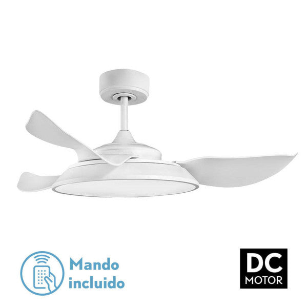 Ventilador de techo Sierra 40W blanco de Fabrilamp con 3 aspas, mando a distancia y temporizador.