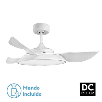 Ventilador de techo Sierra 40W blanco de Fabrilamp con 3 aspas, mando a distancia y temporizador.