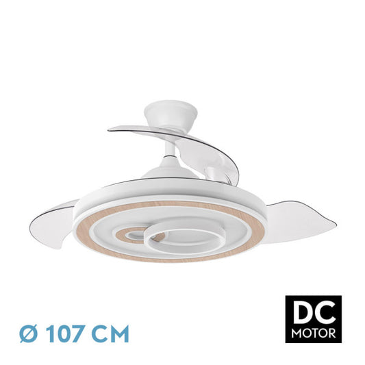 Ventilador de Techo con Luz LED Sultan 107 cm Aspas Retráctiles Blanco/Haya Fabrilamp - vista principal | Fabrilamp / Abrila