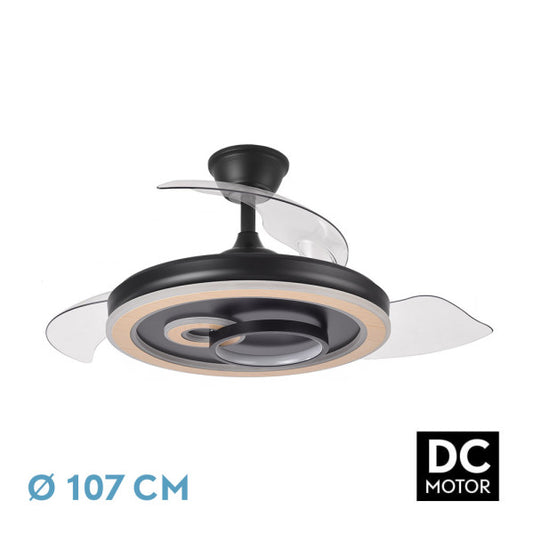 Ventilador de Techo Sultan 107 cm Aspas Retráctiles con LED Negro/Madera Fabrilamp - vista principal | Fabrilamp / Abrila