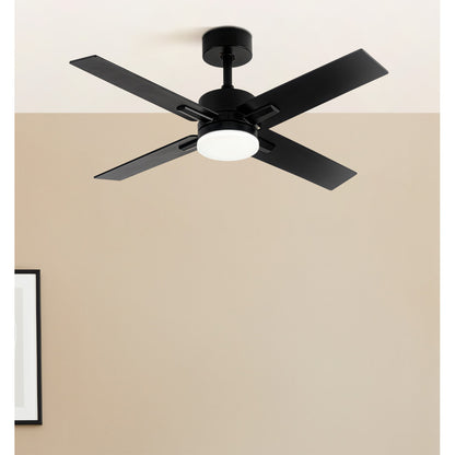 Elegante ventilador negro ideal para interior doméstico