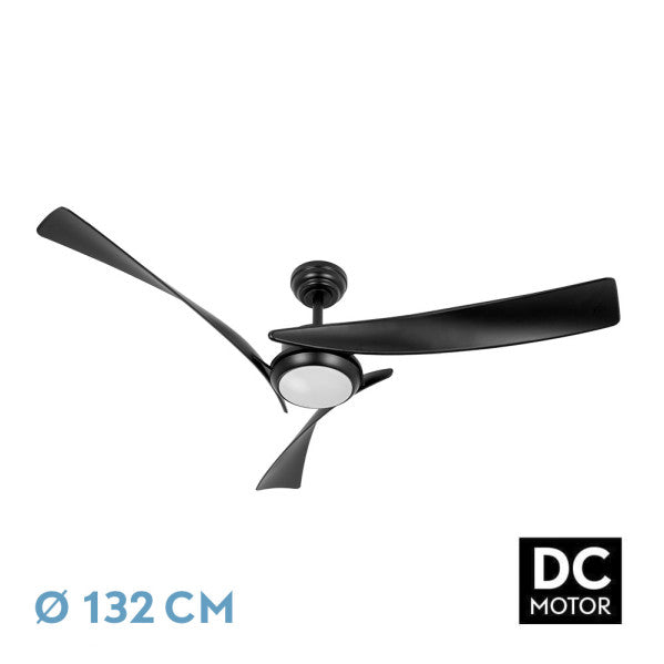 Ventilador Tarento DC 24W Negro - Vista frontal. Fabrilamp en luzguru.com