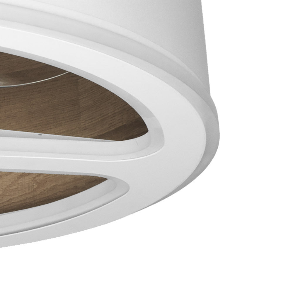 Ventilador Tatiana fabricado en Metal color Blanco/Madera Oscura