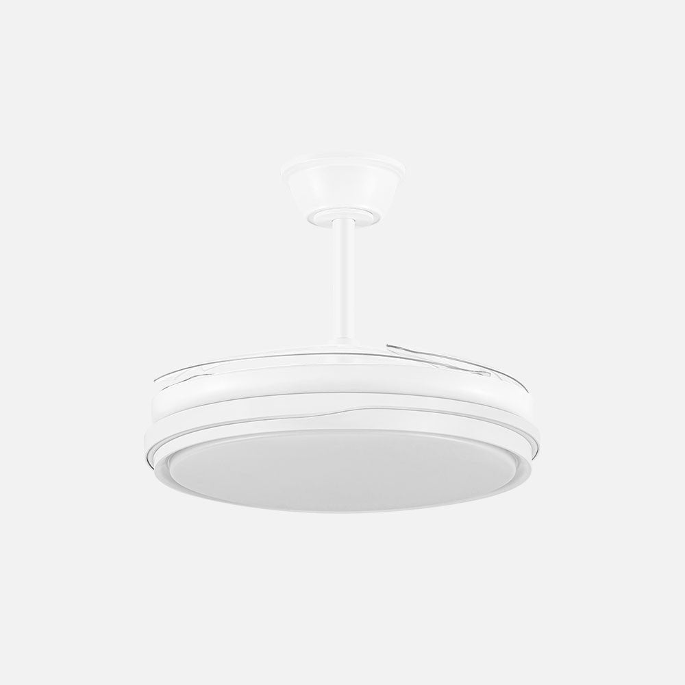 Ventilador Tempano fabricado en Metal color Blanco con aspas ABS transparentes