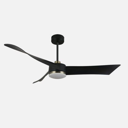 Ventilador de Techo con Luz LED Tempel 132 cm Negro/Cuero Fabrilamp encendida con proyección de luz y ambiente | LuzGurú