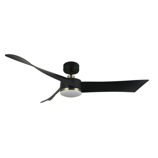 Ventilador de Techo con Luz LED Tempel 132 cm Negro/Cuero Fabrilamp encendida con proyección de luz y ambiente | LuzGurú