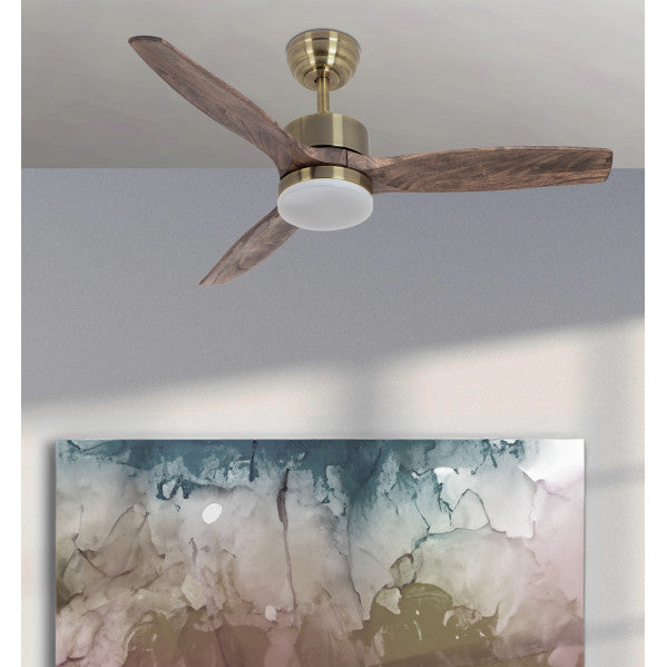 Ventilador de Techo Torino DC 107 cm Cuero y Roble con LED Fabrilamp - vista principal | Fabrilamp / Abrila