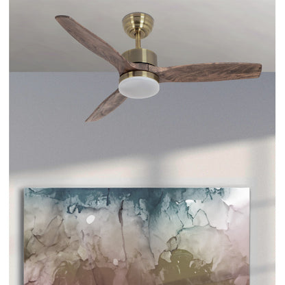 Ventilador de Techo Torino DC 107 cm Cuero y Roble con LED Fabrilamp - vista principal | Fabrilamp / Abrila