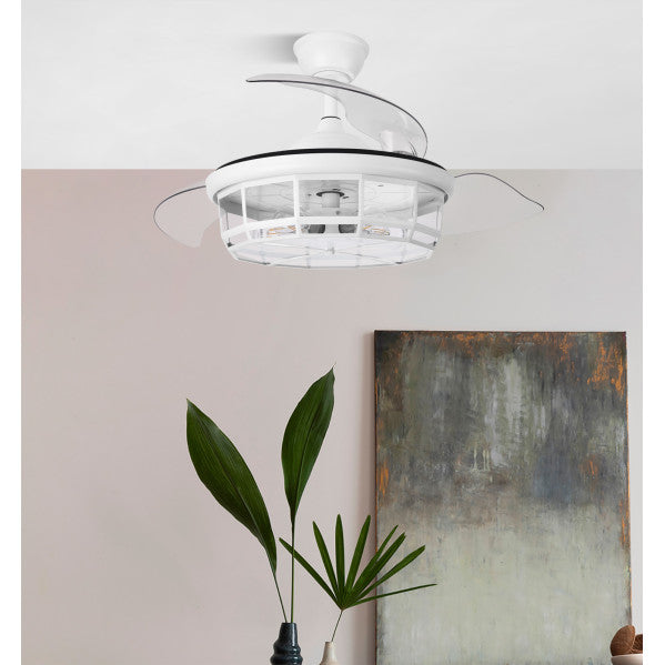 Ventilador de Techo con Lámpara Tornado 107 cm Aspas Retráctiles Blanco Fabrilamp - imagen 4 | Fabrilamp / Abrila
