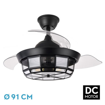 Ventilador de Techo Tornado Mini Negro 91 cm con Luz Fabrilamp - vista principal | Fabrilamp / Abrila