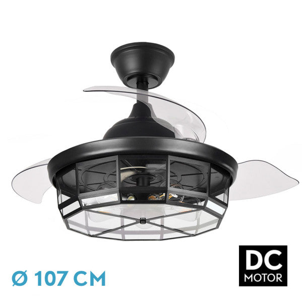 Ventilador de Techo con Lámpara Tornado 107 cm Aspas Retráctiles Fabrilamp