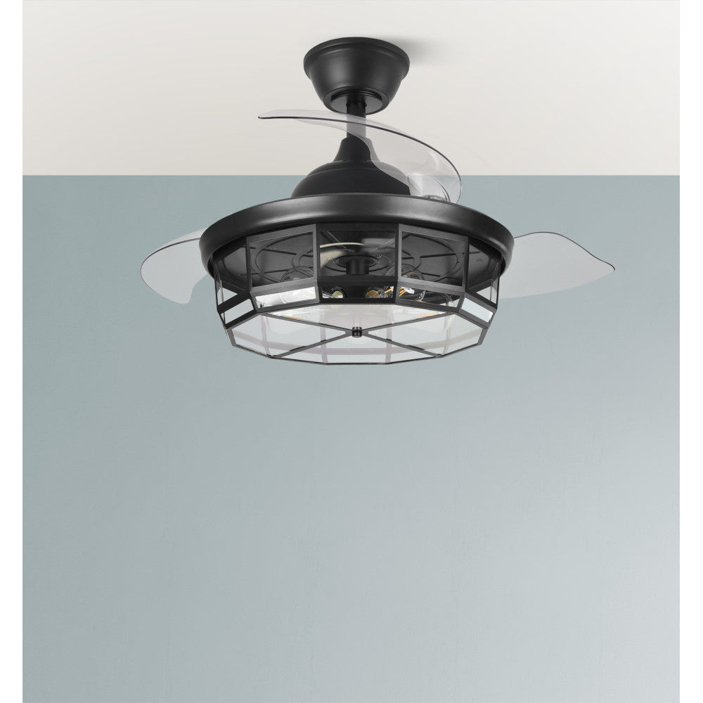 Elegante ventilador con aspas retráctiles ideal para el salón