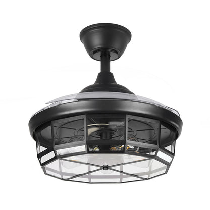 Ventilador Tornado fabricado en Metal color Negro con aspas de Acrílico