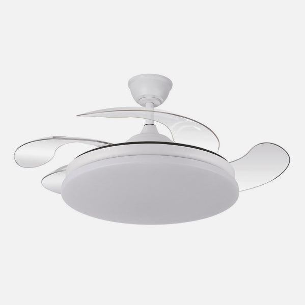 Ventilador de Techo Tridente 107 cm Blanco con Luz LED Fabrilamp encendida con proyección de luz y ambiente | LuzGurú