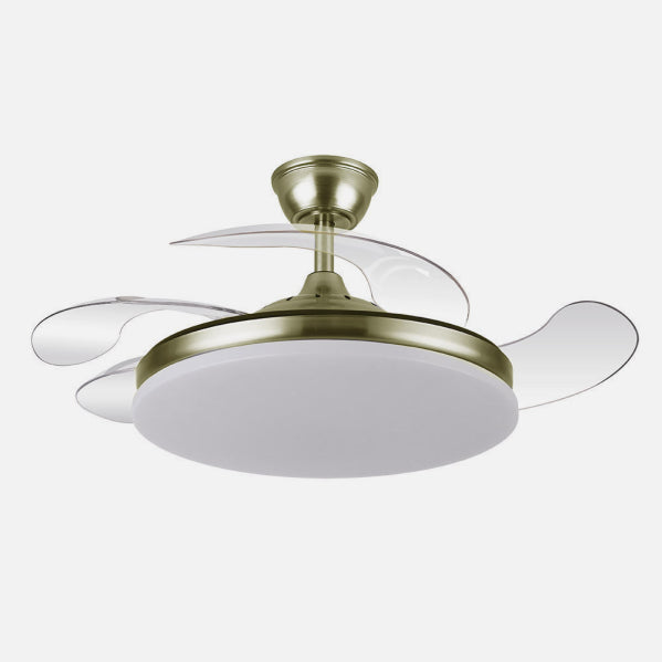 Ventilador de Techo Tridente 107 cm Cuero con Luz LED Fabrilamp encendida con proyección de luz y ambiente | LuzGurú
