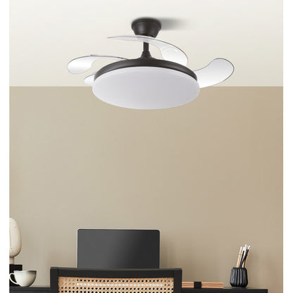 Ventilador de Techo Tridente 107 cm Negro con Luz LED Fabrilamp encendida con proyección de luz y ambiente | LuzGurú