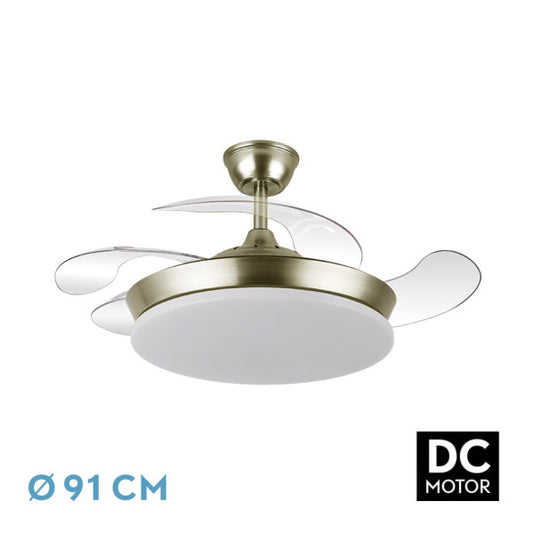 Ventilador de Techo con Luz Tridente Mini 91 cm Cuero Fabrilamp - vista principal | Fabrilamp / Abrila
