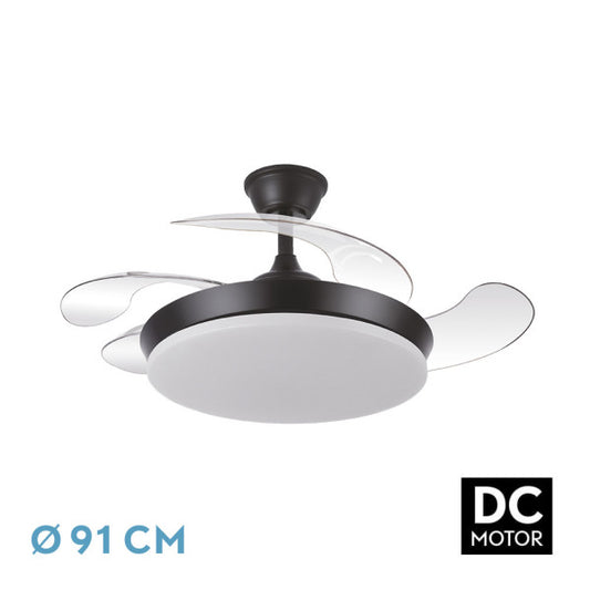 Ventilador de Techo Tridente Mini 91 cm Negro Fabrilamp - Vista frontal principal en fondo blanco | LuzGurú