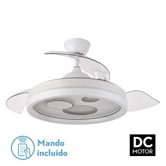 Ventilador de Techo Turia 107 cm con Luz LED y Aspas Retráctiles Blanco Fabrilamp - vista principal | Fabrilamp / Abrila
