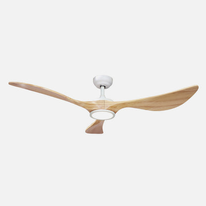 Ventilador de techo Viana fabricado en metal blanco y aspas de madera color haya