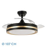 Ventilador de techo Fabrilamp Viper Negro/Oro con aspas retráctiles, iluminación LED y mando a distancia.