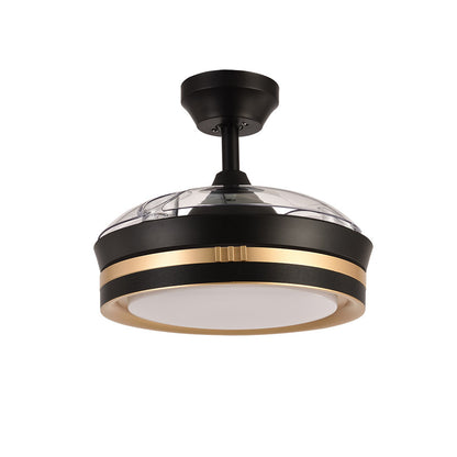 Elegante ventilador negro y oro ideal para el salón