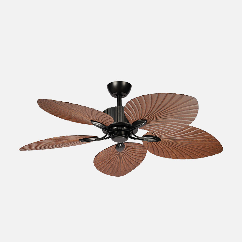 Ventilador Torcal fabricado en Metal color Negro y aspas ABS Roble