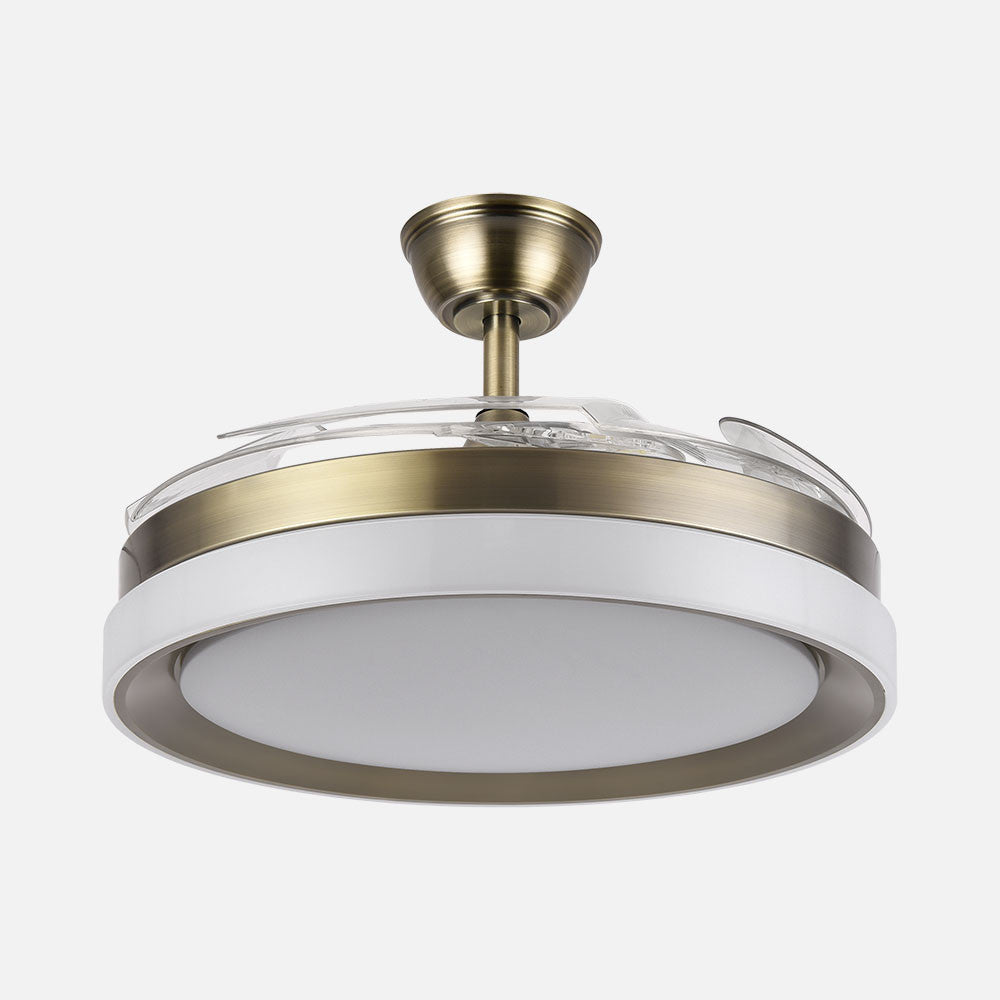 Ventilador Zenit fabricado en metal color cuero con aspas ABS