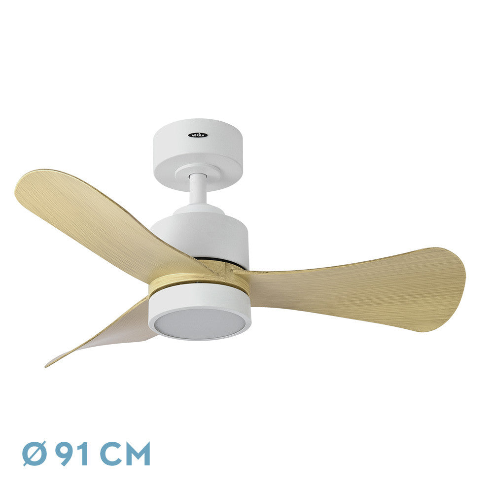 Zepelin Ventilador de Techo DC LED Blanco y Haya Fabrilamp