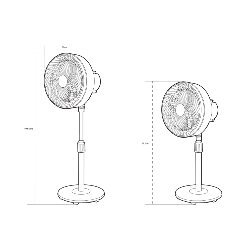 Ventilador de pie Aireo fabricado en aluminio y plástico color blanco