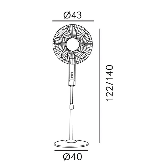 Ventilador de pie Cacimbo fabricado en metal y policarbonato, color blanco