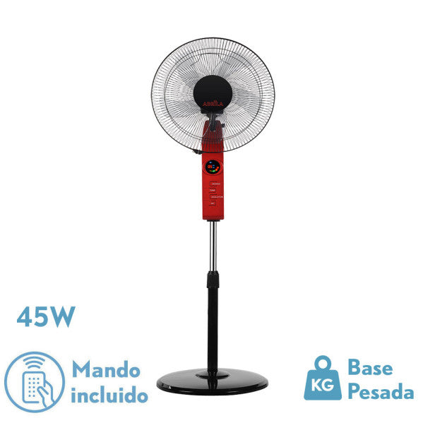 Ventilador de pie Circus Rojo/Negro de Fabrilamp con mando a distancia y temporizador. Modelo 207541007