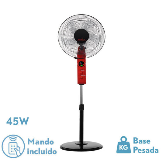 Ventilador de pie Circus Rojo/Negro de Fabrilamp con mando a distancia y temporizador. Modelo 207541007