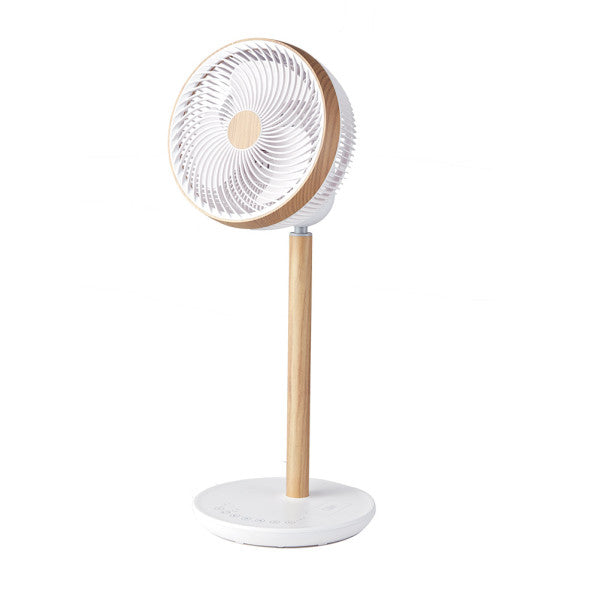 Ventilador de pie Colibri Blanco/Madera de Fabrilamp, 25W, 12 velocidades, con mando a distancia y temporizador.